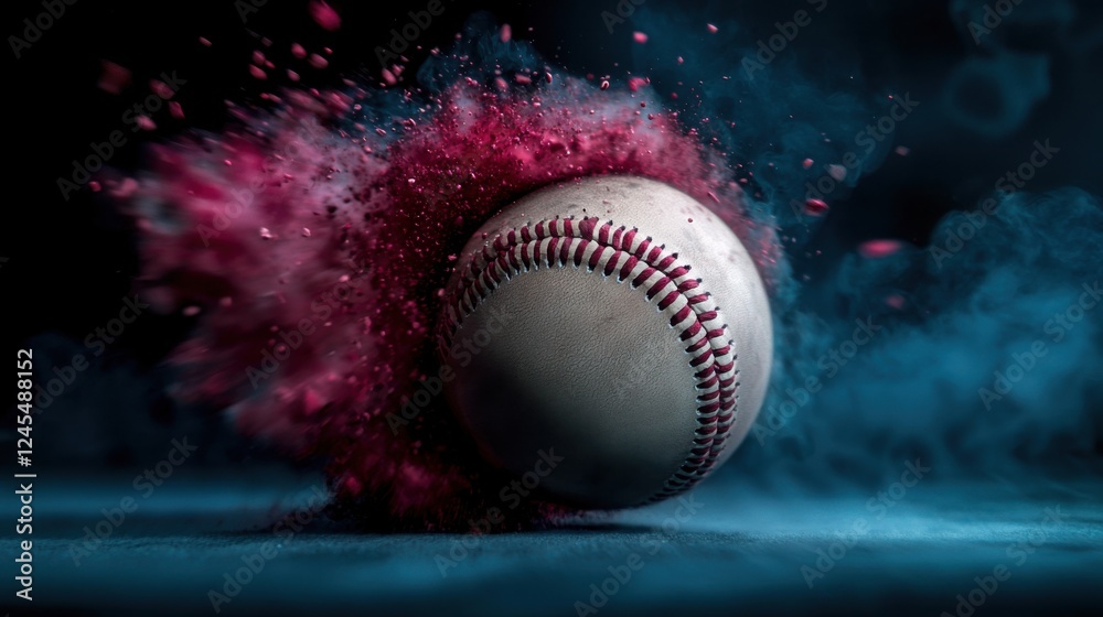 Vibrant Baseball Spinning Rapidly in Mid Air with Blurred Motion and Glowing Energy Capturing the Excitement and Athleticism of a Sports Game or Competition Vibrant Baseball Spinning Rapidly in Mid Air with Blurred Motion and Glowing Energy Capturing the Excitement and Athleticism of a Sports Game or Competition