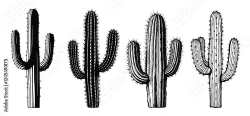 Desert Cactus vector and illustration, hand drawn style white background
