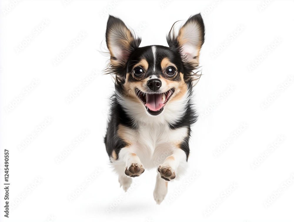 Chihuahua jumping or running isolated on white background Chihuahua jumping or running isolated on white background