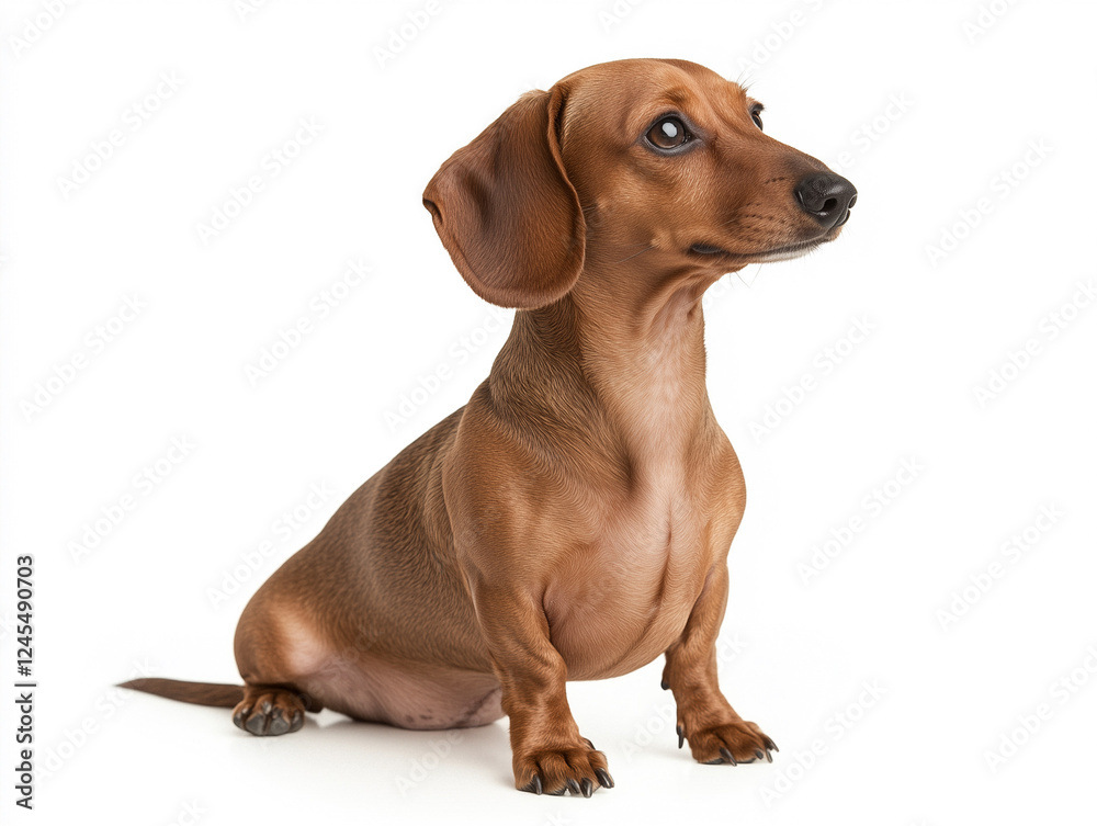 Dachshund dog Sitting on White Background Dachshund dog Sitting on White Background