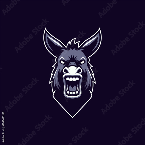 modern esport logo of angry donkey