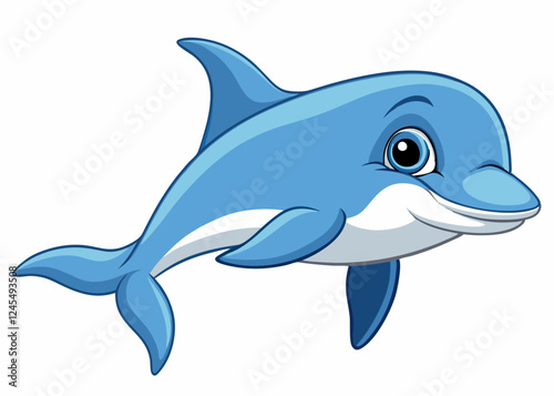 Realistic Dolphin in Studio - Detailed 16K Vector Illustration on White Background