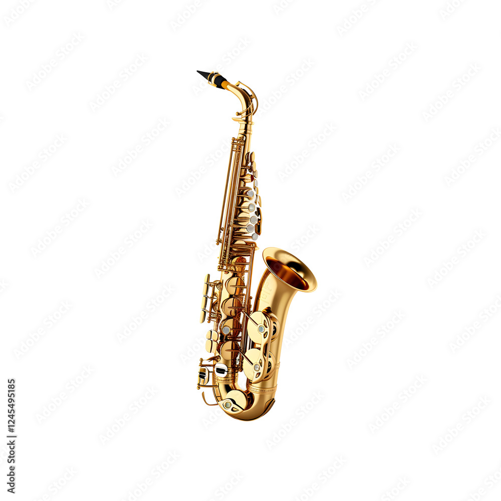 Naklejka premium Sleek Saxophone with Polished Brass