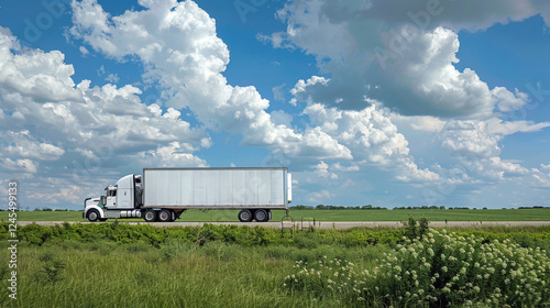 53' TRUCK ON A USA ROAD Generative AI	 photo
