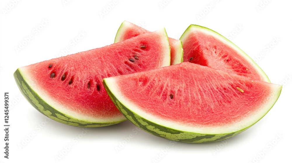 Slices of watermelon isolated on white background. Top view. Flat lay Slices of watermelon isolated on white background. Top view. Flat lay