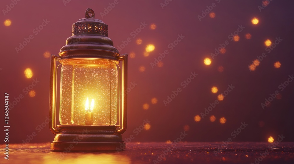 Ornate Ramadan Lantern with Mystical Glow Ornate Ramadan Lantern with Mystical Glow