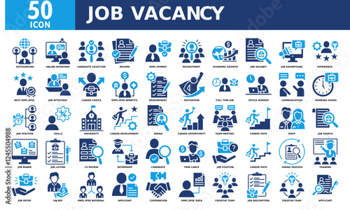 Job vacancy icon set collection. Simple color fill vector.
