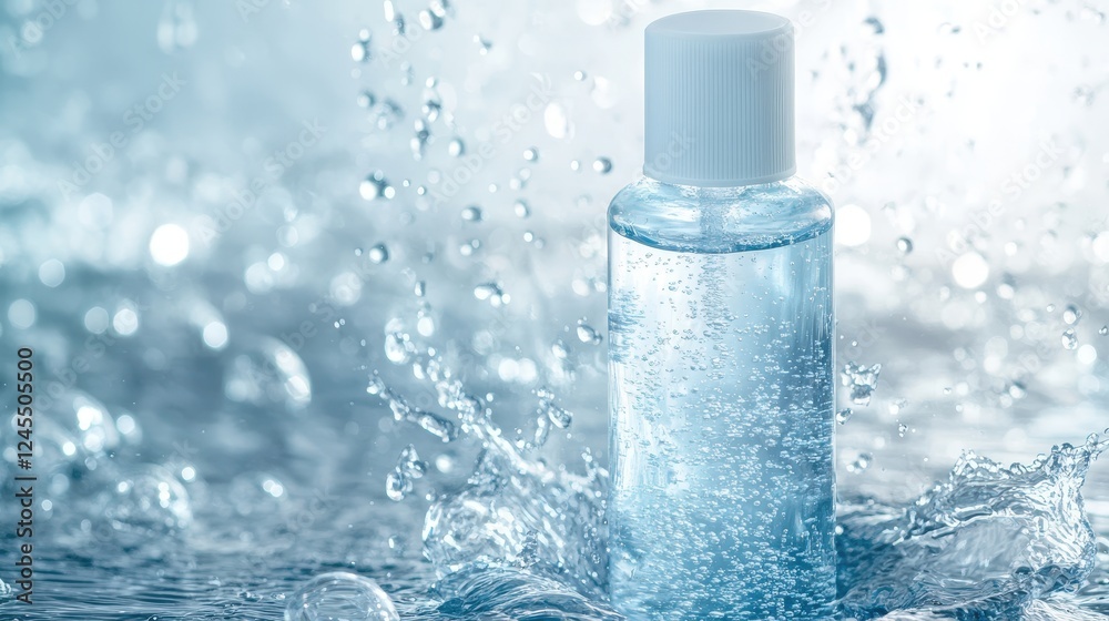 Half a bottle of facial cleanser soaked in water for skincare products Half a bottle of facial cleanser soaked in water for skincare products