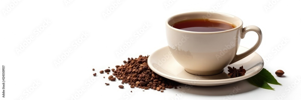 Mocha flavored tea blend with aromatic spices isolated on white background, tea, white, isolated Mocha flavored tea blend with aromatic spices isolated on white background, tea, white, isolated