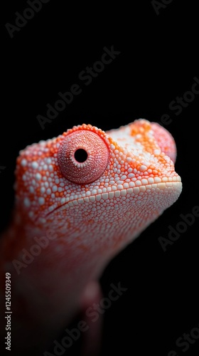 Textured Chameleon Vibrant Reptile with Pink, Black, and White Dots - Dynamic Visual Content for Nature Marketing and Wildlife Conservation Campaigns photo