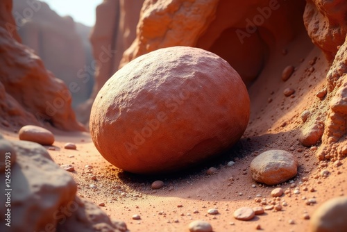 Geologic formation with Red Sandstone Spheroid Rock Concretion, rock concretion, sedimentary rocks