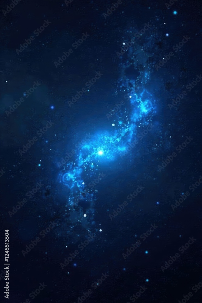 Fototapeta premium Dark space with blue hexagonal stars shining bright in the darkness, dark, night