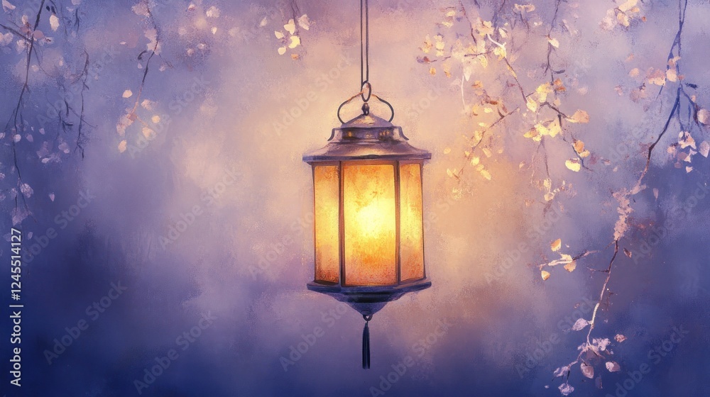 Ornate Ramadan Lantern with Mystical Glow Ornate Ramadan Lantern with Mystical Glow