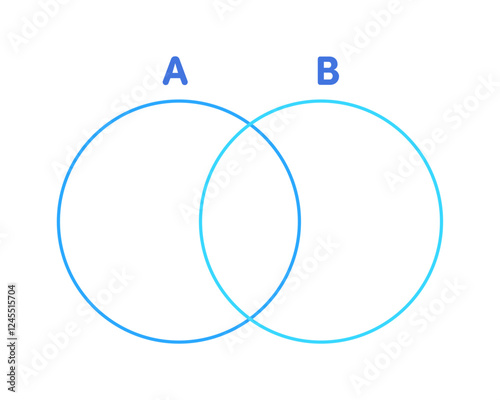 ABの文字と重なりあった2つの円のベン図 -シンプルでスタイリッシュな2色の丸のイラスト素材