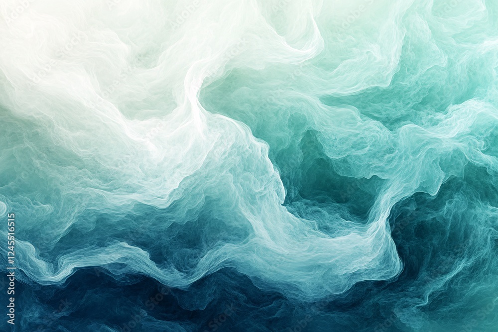 Obraz premium Abstract Teal and White Swirling Cloud Formation