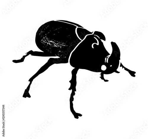 Lucanus cervus, European stag beetle, greater stag beetle. Textured rhinoceros beetle. Different pose, action. Isolated on white background. Monochrome vector illustration