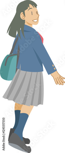 登校する制服を着た女性生徒