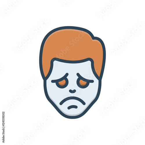Color illustration icon for lonely