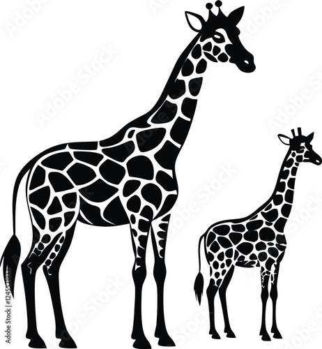 Beautiful adult giraffe vector art illustration