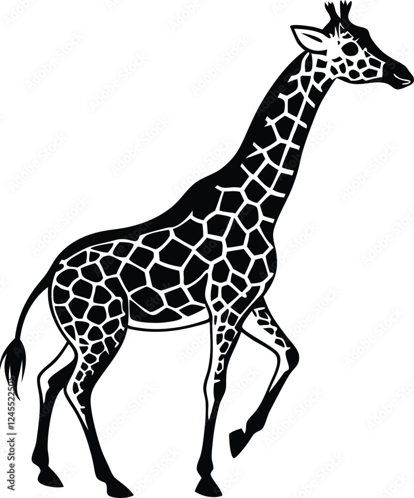 Fototapeta premium Beautiful adult giraffe vector art illustration