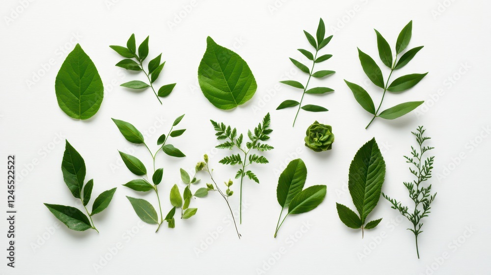 Naklejka premium Natural cosmetics and leaves on light background