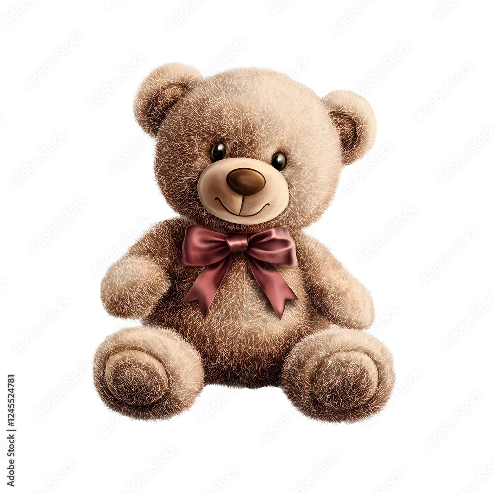 Obraz premium Soft Plush Teddy Bear with Ribbon Bow