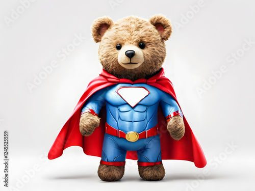 A hero is born! This brave teddy bear is ready to save the day in a custom-made superhero costume.
