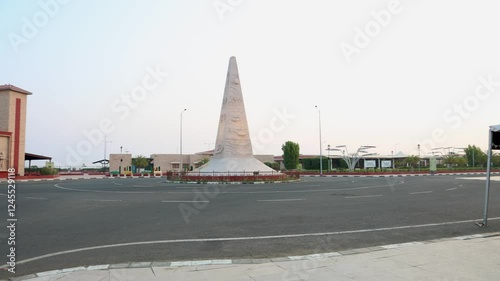 patriotic pillar in remembrance of soldier fought war by security force at india pakistan border photo