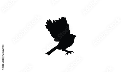 Flying African Blue Tit bird Silhouette Design  And Vector Illustration. 