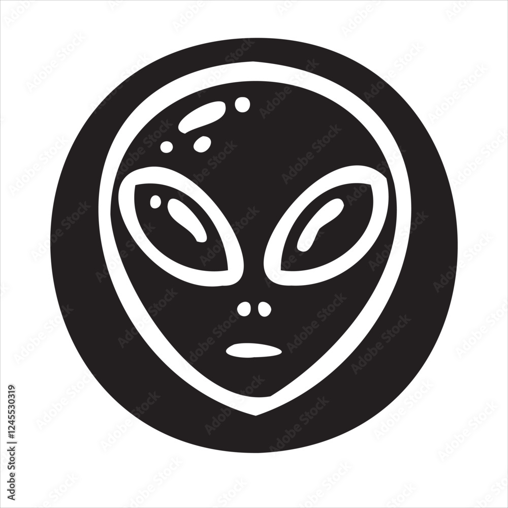 A playful alien icon with a modern and minimalistic design, featuring a unique extraterrestrial face. Perfect for sci-fi themes, gaming, technology projects, and creative branding. A playful alien icon with a modern and minimalistic design, featuring a unique extraterrestrial face. Perfect for sci-fi themes, gaming, technology projects, and creative branding.