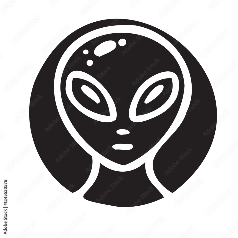 A playful alien icon with a modern and minimalistic design, featuring a unique extraterrestrial face. Perfect for sci-fi themes, gaming, technology projects, and creative branding. A playful alien icon with a modern and minimalistic design, featuring a unique extraterrestrial face. Perfect for sci-fi themes, gaming, technology projects, and creative branding.