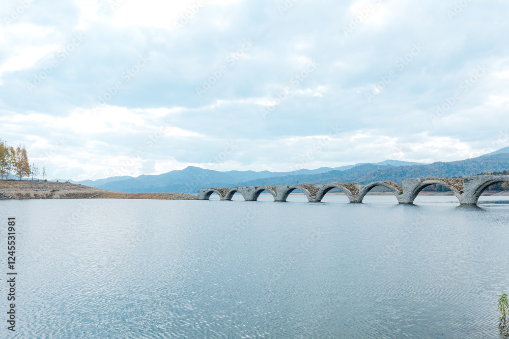 Fototapeta premium 秋のタウシュベツ川橋梁