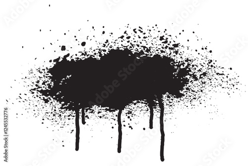 Abstract grungy graffiti black spray paint brush.