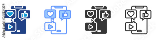 Social media icon set multiple style collection