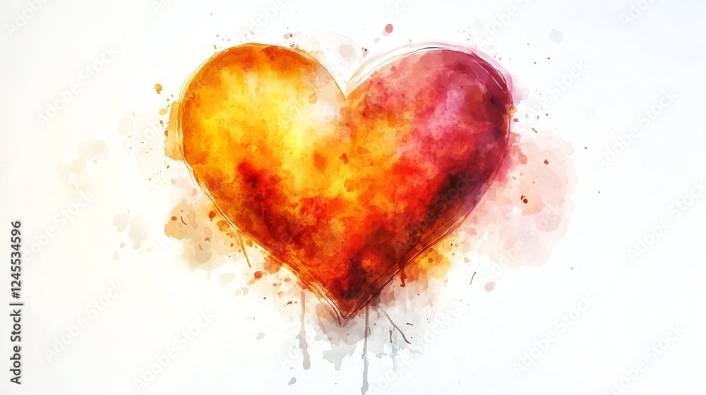 A vibrant, abstract watercolor heart symbolizing love and passion. A vibrant, abstract watercolor heart symbolizing love and passion.