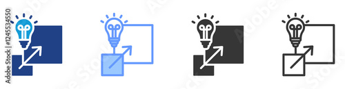 Scalability strategy icon set multiple style collection