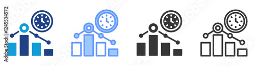 Time to market icon set multiple style collection