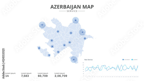 Service centers are highlighted within the of Azerbaijan Infographic map. Business Infographic Map of Azerbaijan. Vector Map of a Azerbaijan map. Easy to edit