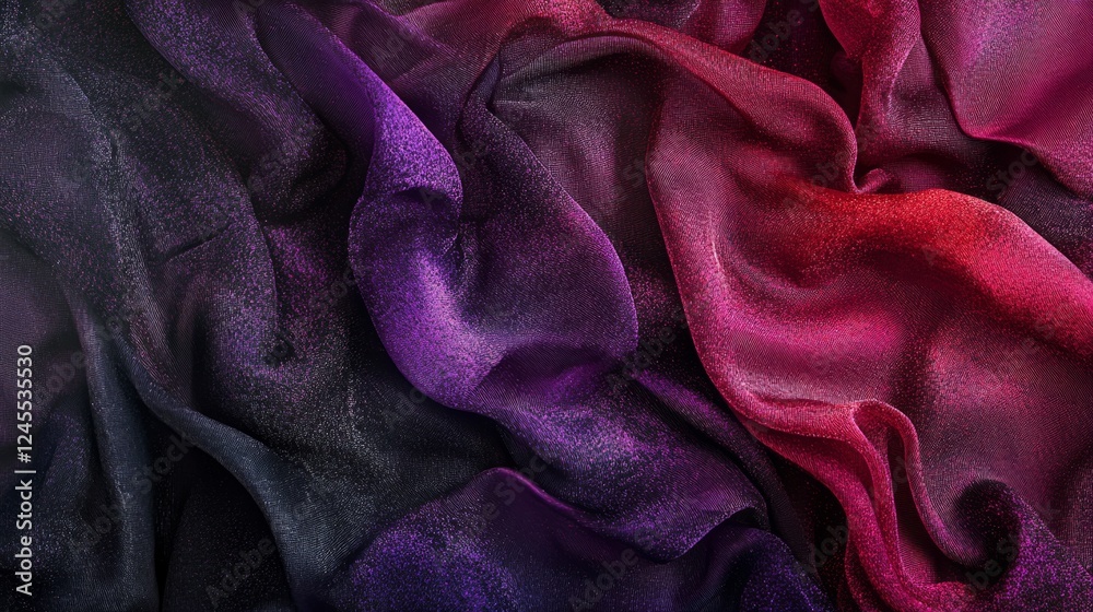 Fototapeta premium Elegant Deep Dark Satin Fabric in Rich Shades of Purple and Burgundy