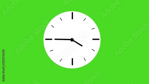 Realistic timelapse. Animated black analog clock on green screen.