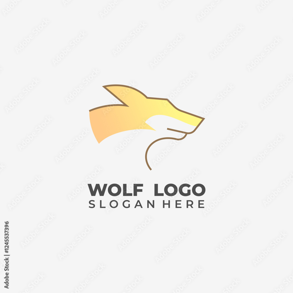 Semi Lineart Wolf Design for Professional and Unique Logo Yellow Color Semi Lineart Wolf Design for Professional and Unique Logo Yellow Color