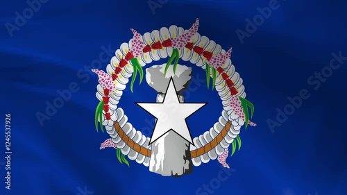 Northern Mariana Island flag waving animation, perfect looping, 4K video background, official colors, looping National Northern Mariana Island flag animation background 4k best choice and suit footage