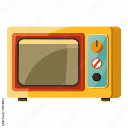 Microwave icon in retro style with orange and yellow colors