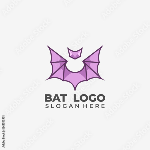 Unique Artistic Flying Pink Bat Logo Modern Style