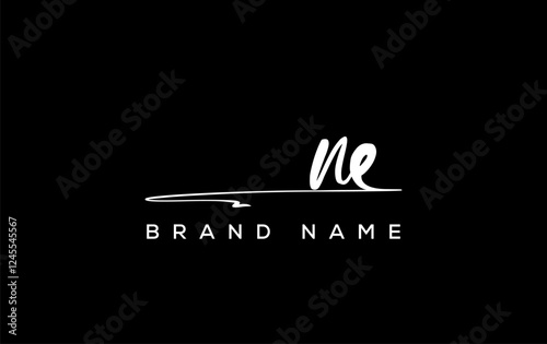 NE letter beauty handwriting vector logo.