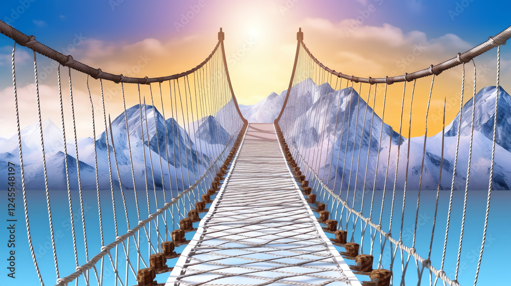 Obraz premium Mountaintop Rope Bridge Network