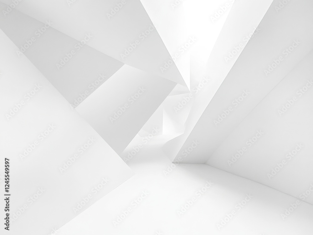 Abstract White Architecture Interior with Geometric Shapes Abstract White Architecture Interior with Geometric Shapes
