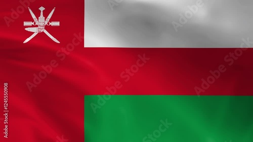Oman flag waving animation, perfect looping, 4K video background, official colors, looping National Oman flag animation background 4k best choice and suit for your footage