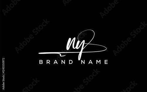 NY letter beauty handwriting vector logo.