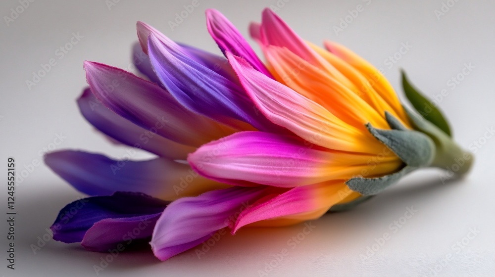 Naklejka premium Vibrant Rainbow Flower Close-Up: A Symphony of Colors